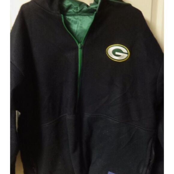 Reebok Green Bay Packers Vintage Half Zip Reversible Hooded Jacket - Size XL - Picture 5 of 7